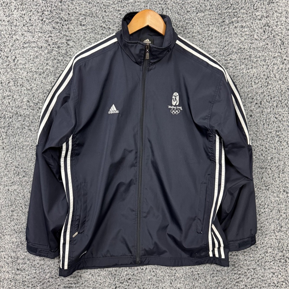 Adidas Beijing 2008 Olympics Jacket Adult Large Full Zip Windbreaker 3 Stripes
